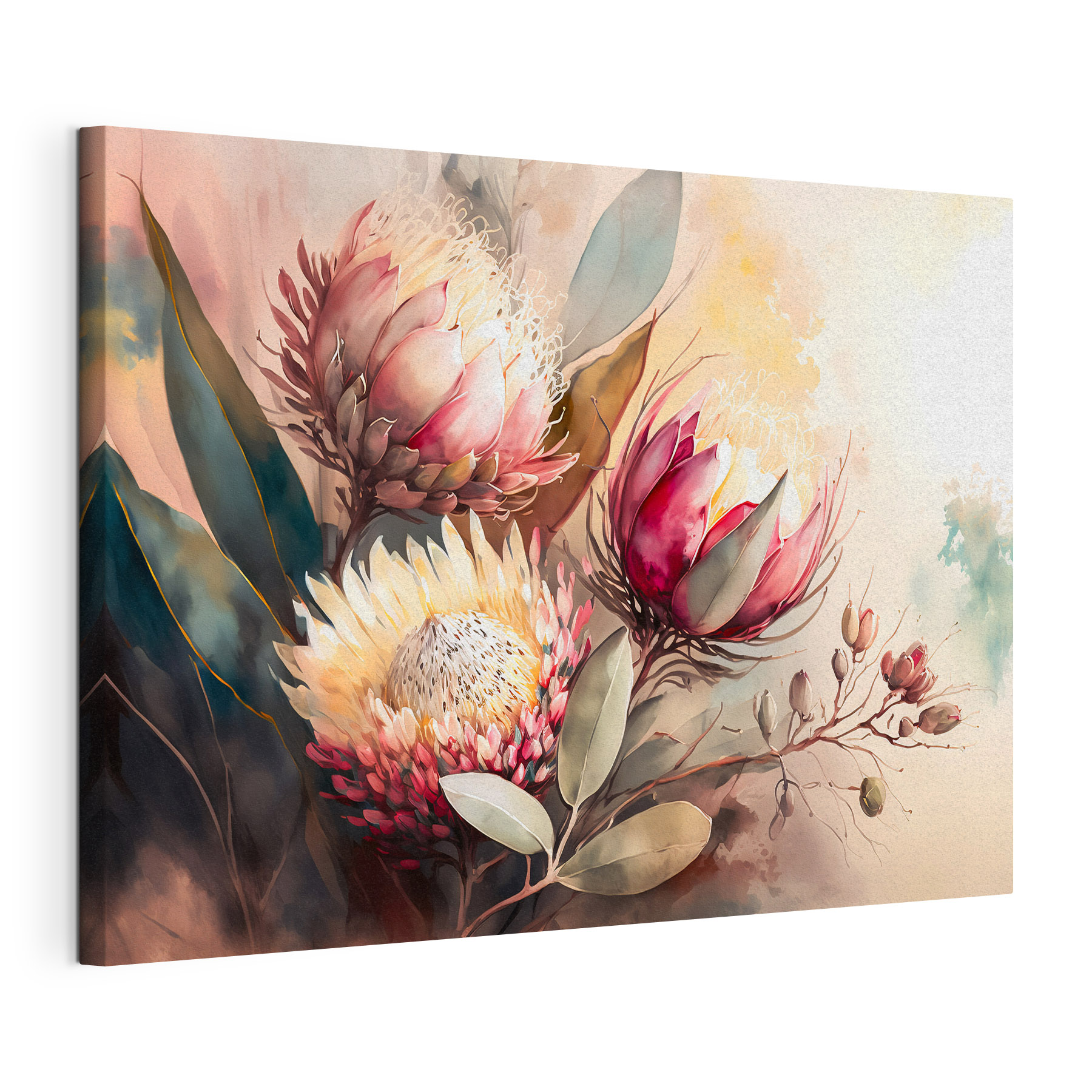 A painting of flowers and leaves A painting of flowers and leaves
