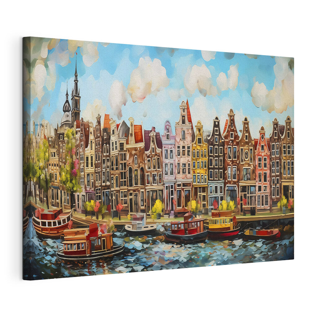 A watercolor painting of a city