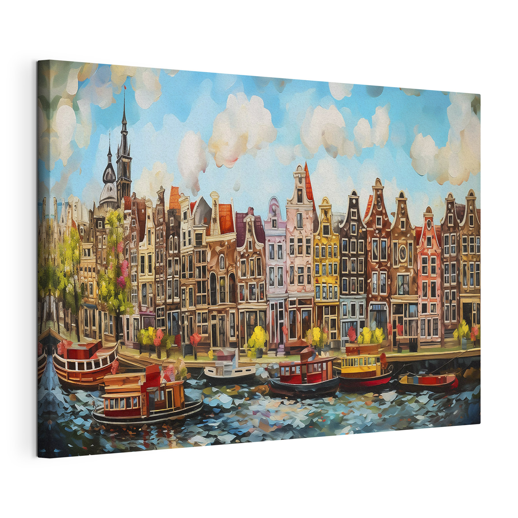 A watercolor painting of a city