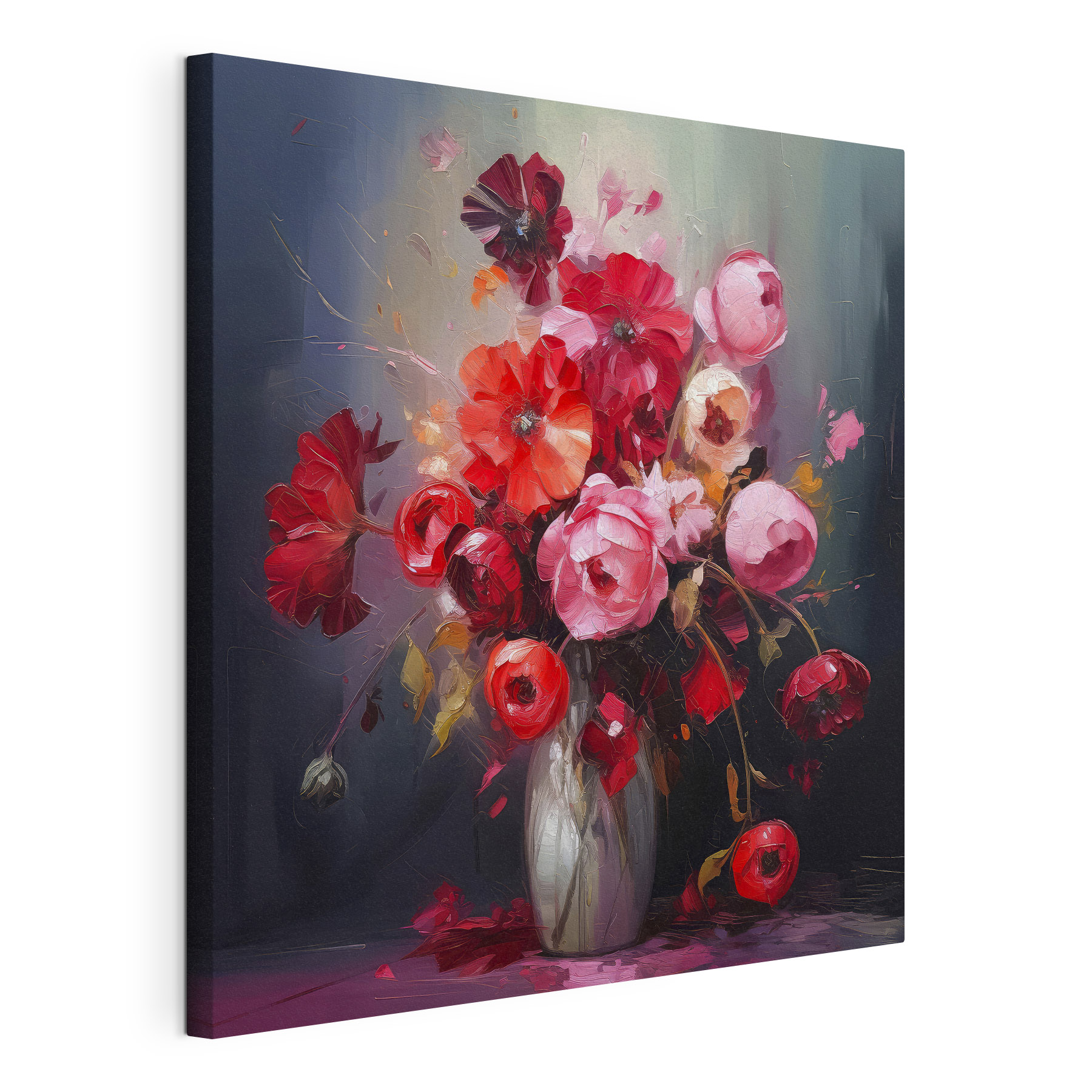 A painting of flowers in a vase A painting of flowers in a vase