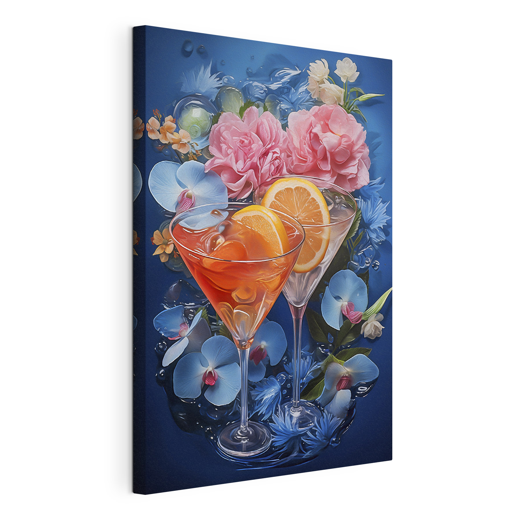 A pair of glasses with oranges and flowers A pair of glasses with oranges and flowers
