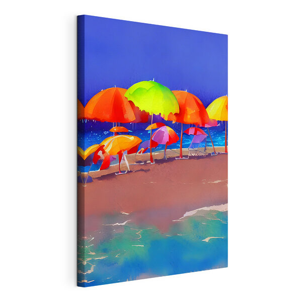 Cuadros Cuadros Un grupo de paraguas de colores en la playa (SKU: s37626)