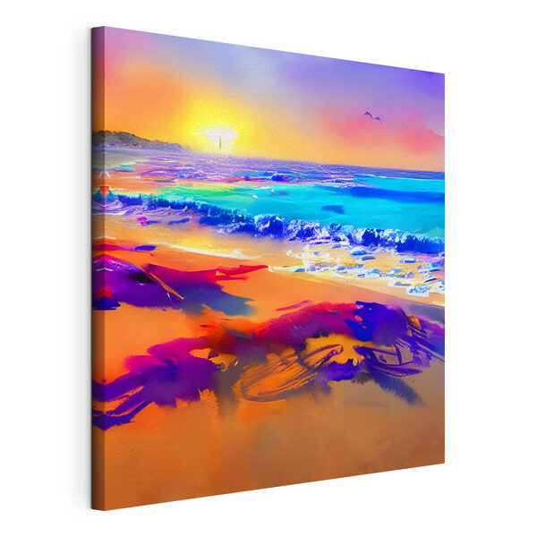 Cuadros Una playa llena de color, con olas y una puesta de sol (SKU: s37627) Cuadros Cuadros Una playa llena de color, con olas y una puesta de sol (SKU: s37627)