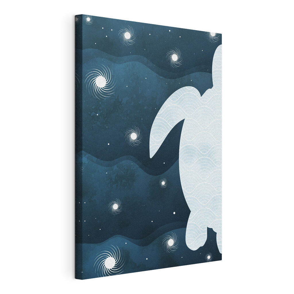 A white turtle with a curved tail and waves in the sky A white turtle with a curved tail and waves in the sky