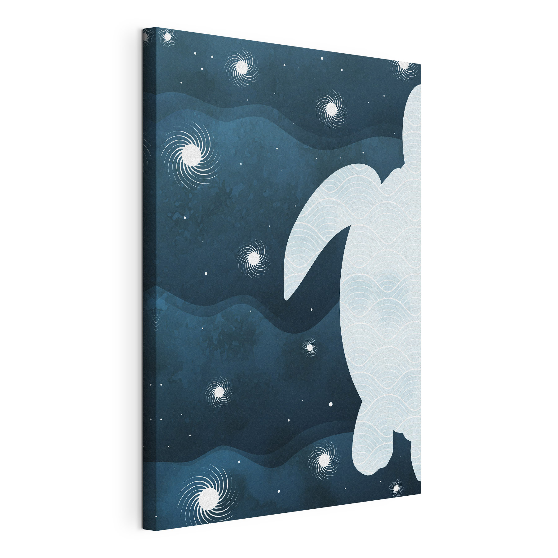 A white turtle with a curved tail and waves in the sky A white turtle with a curved tail and waves in the sky