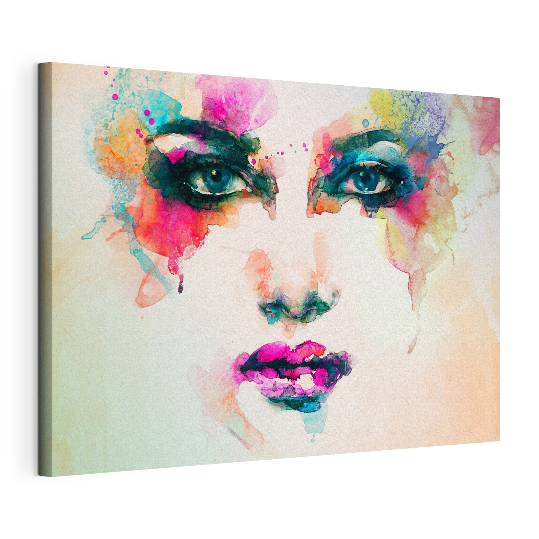 A woman's face with colorful makeup