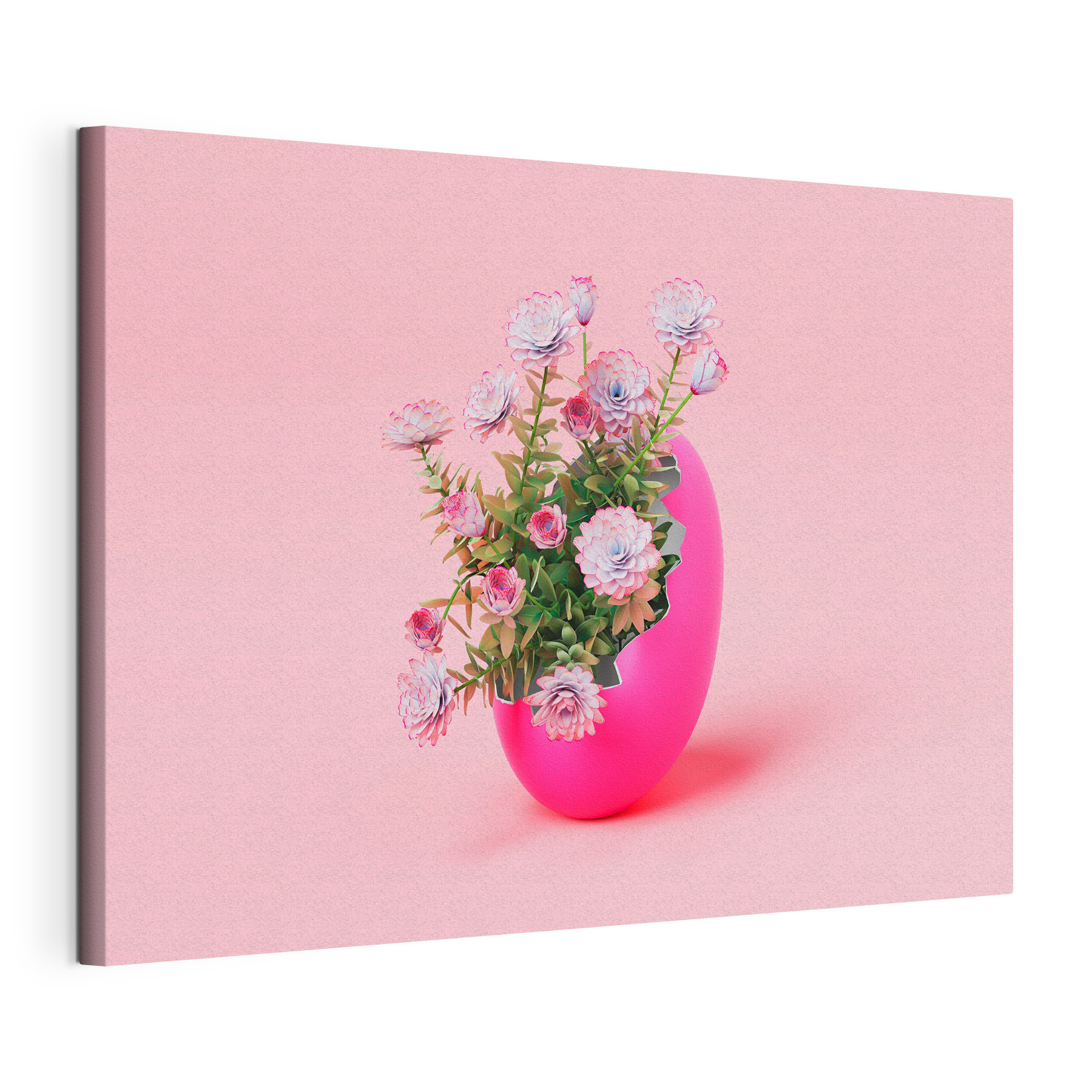 A pink egg with flowers inside A pink egg with flowers inside