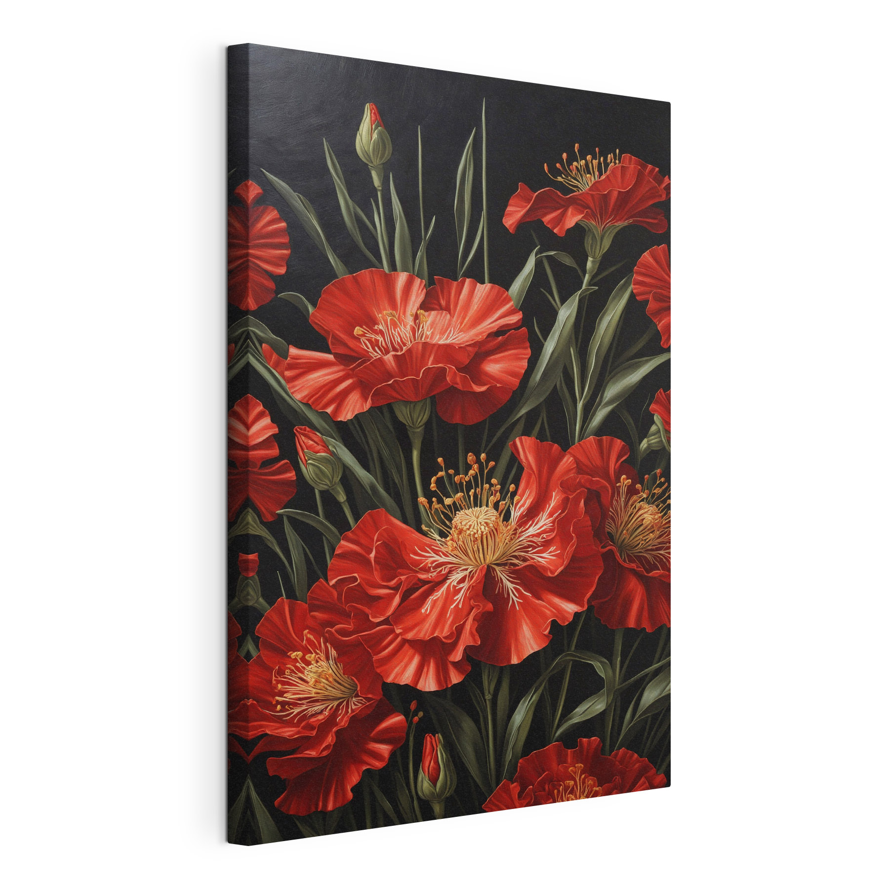 Vibrant red blooms on dark background Vibrant red blooms on dark background