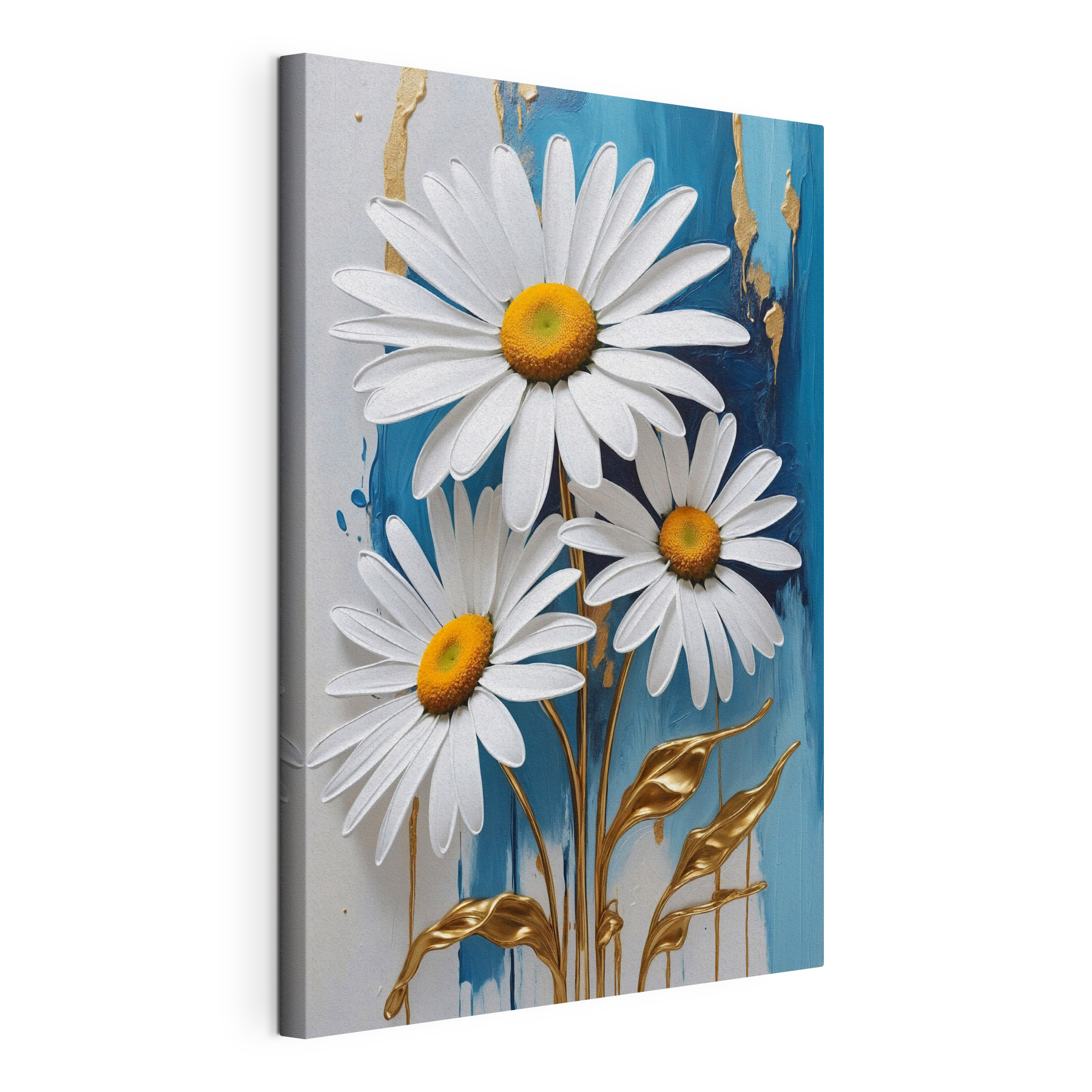 Daisies flourish on a blue canvas Daisies flourish on a blue canvas