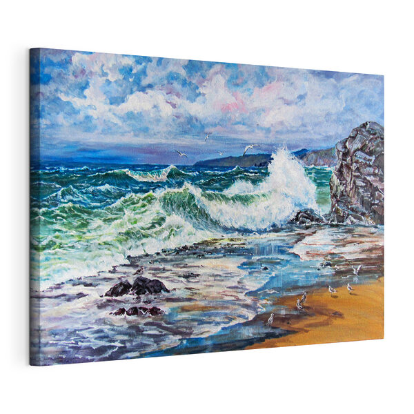 Cuadros Cuadros Un cuadro en el que se ven las olas rompiendo en la playa (SKU: s37785)