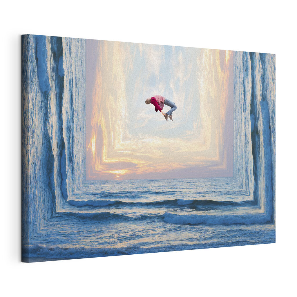A man jumping in the air over water A man jumping in the air over water