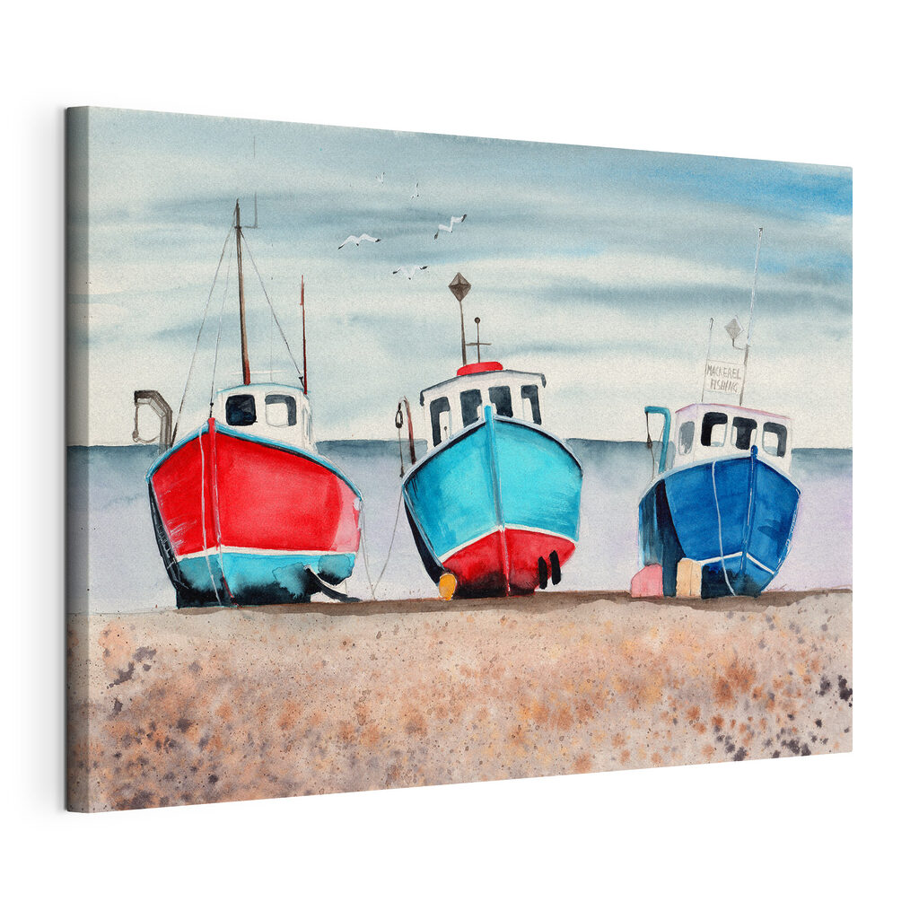 Watercolor of boats on a beach Watercolor of boats on a beach