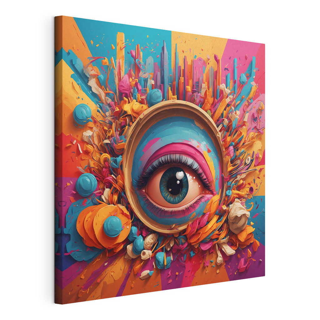 A colorful eye with a circle around it A colorful eye with a circle around it