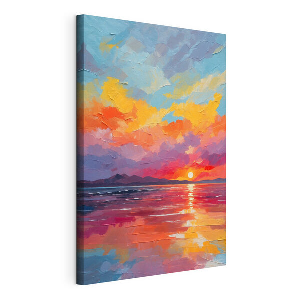 Cuadros Una puesta de sol sobre el agua con las montañas al fondo (SKU: s37807) Cuadros Cuadros Una puesta de sol sobre el agua con las montañas al fondo (SKU: s37807)