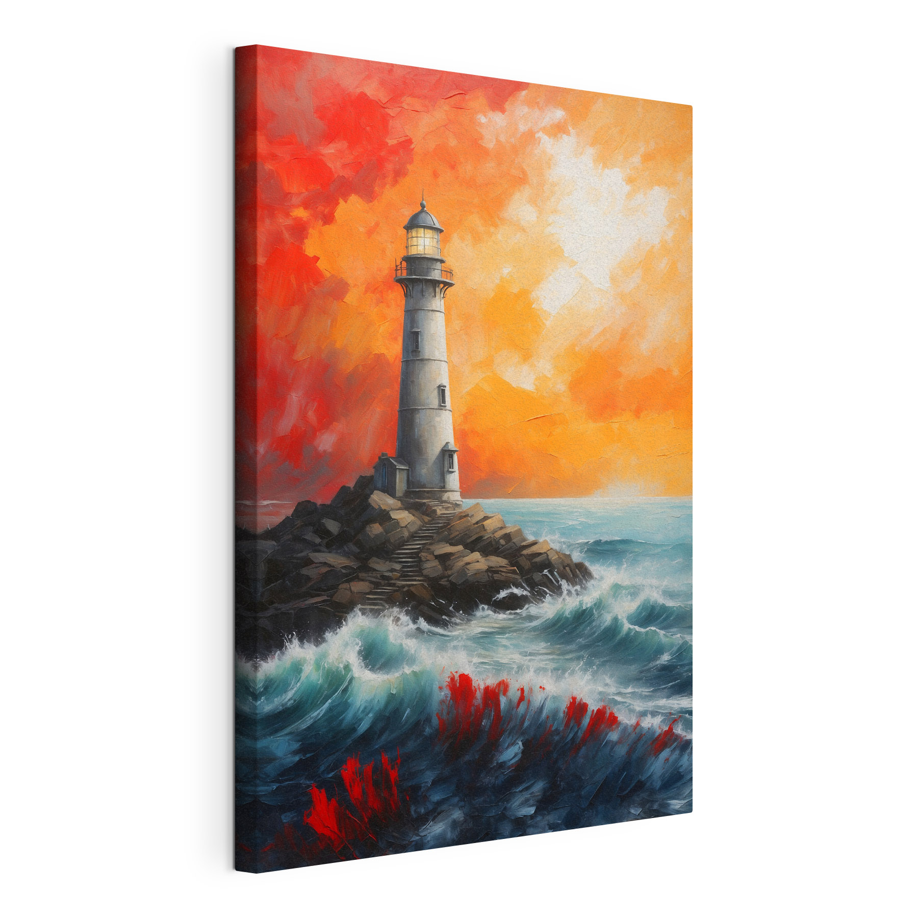 A lighthouse on a rocky island A lighthouse on a rocky island
