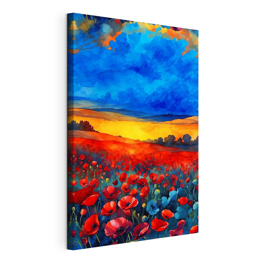 A painting of a field of flowers A painting of a field of flowers