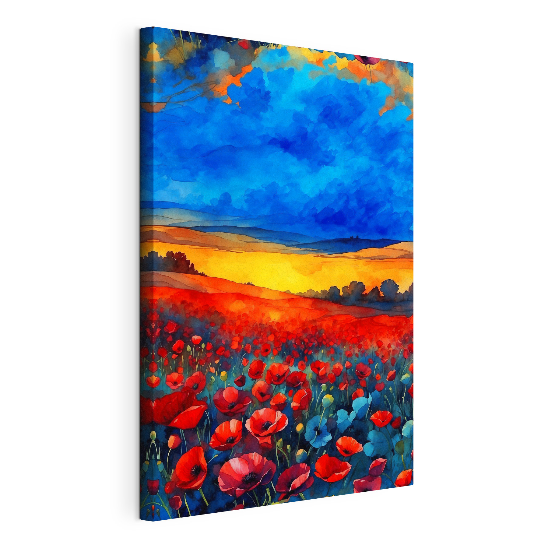 A painting of a field of flowers A painting of a field of flowers