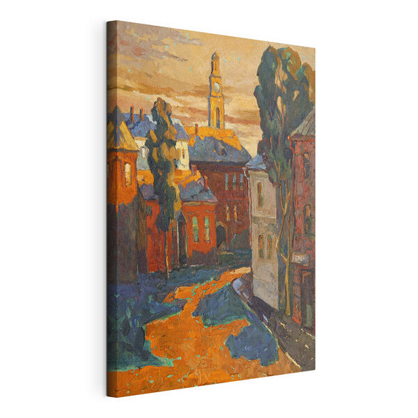 Cuadros Un cuadro en el que se ve una calle con edificios y árboles (SKU: s37850) Cuadros Cuadros Un cuadro en el que se ve una calle con edificios y árboles (SKU: s37850)