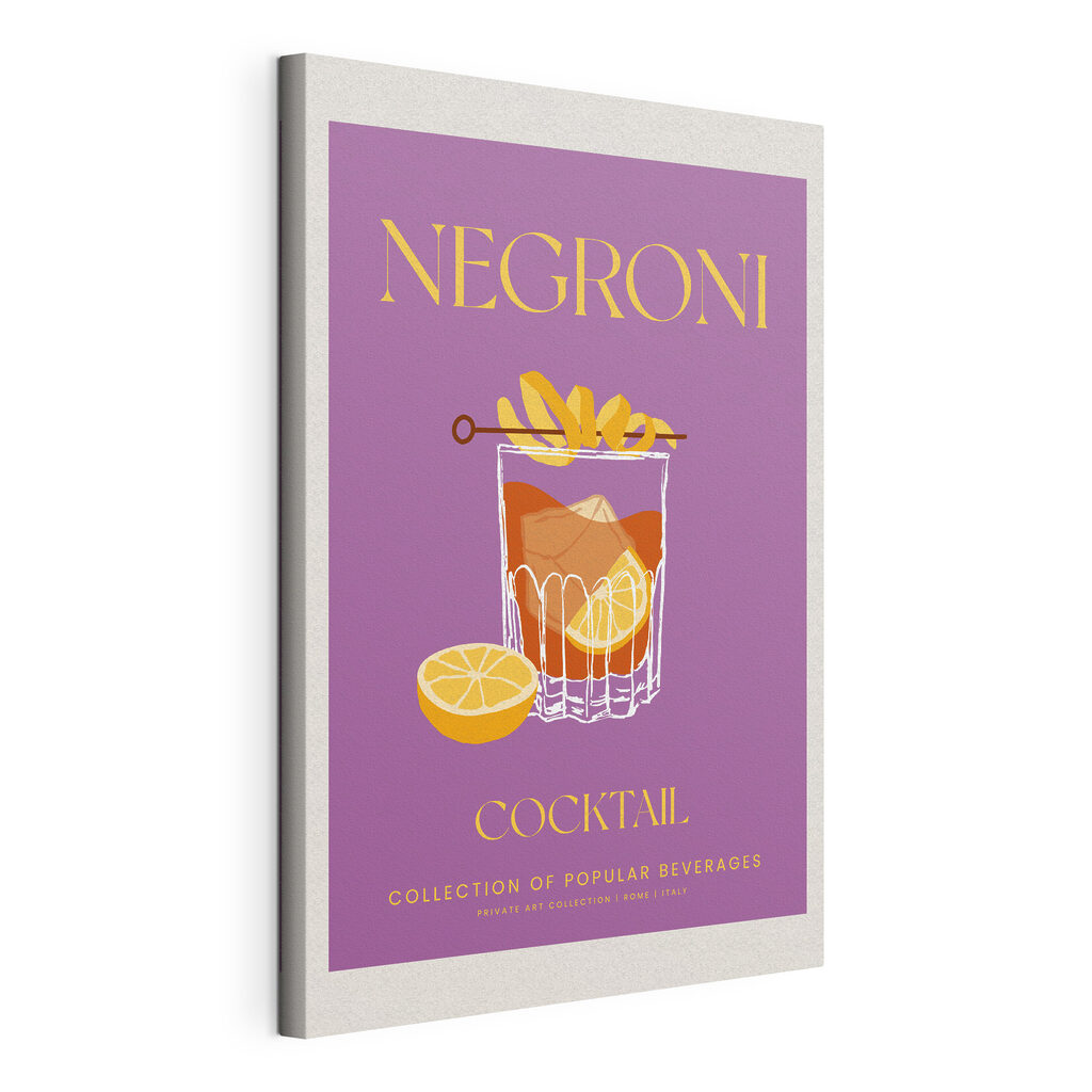 A poster of a drink with orange slices and a stick A poster of a drink with orange slices and a stick