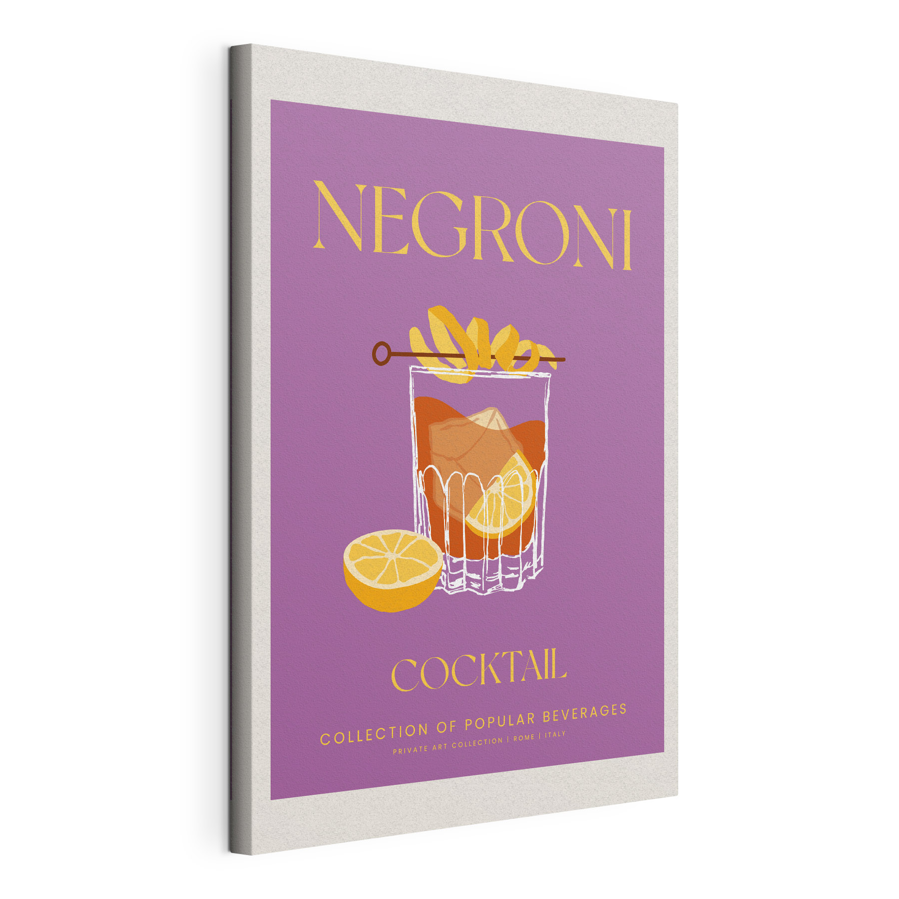 A poster of a drink with orange slices and a stick A poster of a drink with orange slices and a stick
