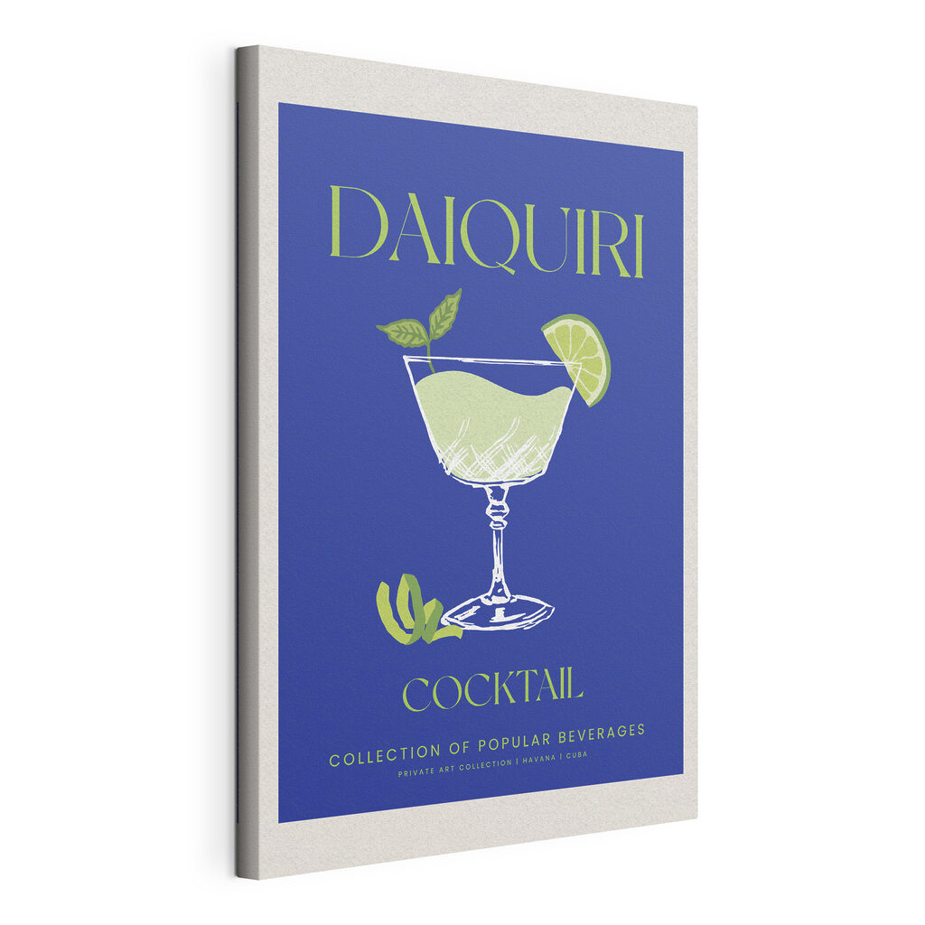 A blue and white sign with a glass of drink A blue and white sign with a glass of drink