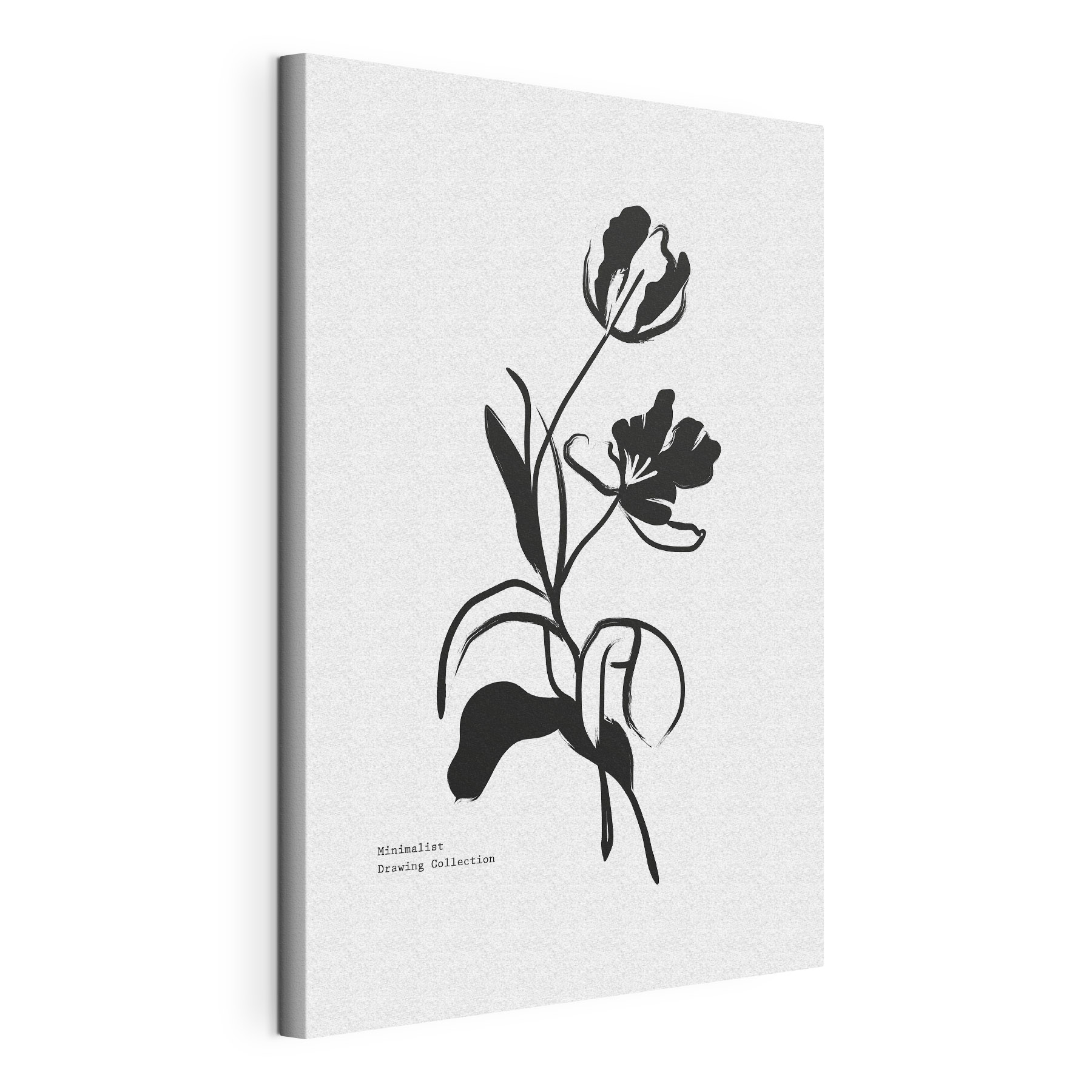 A black and white drawing of a flower