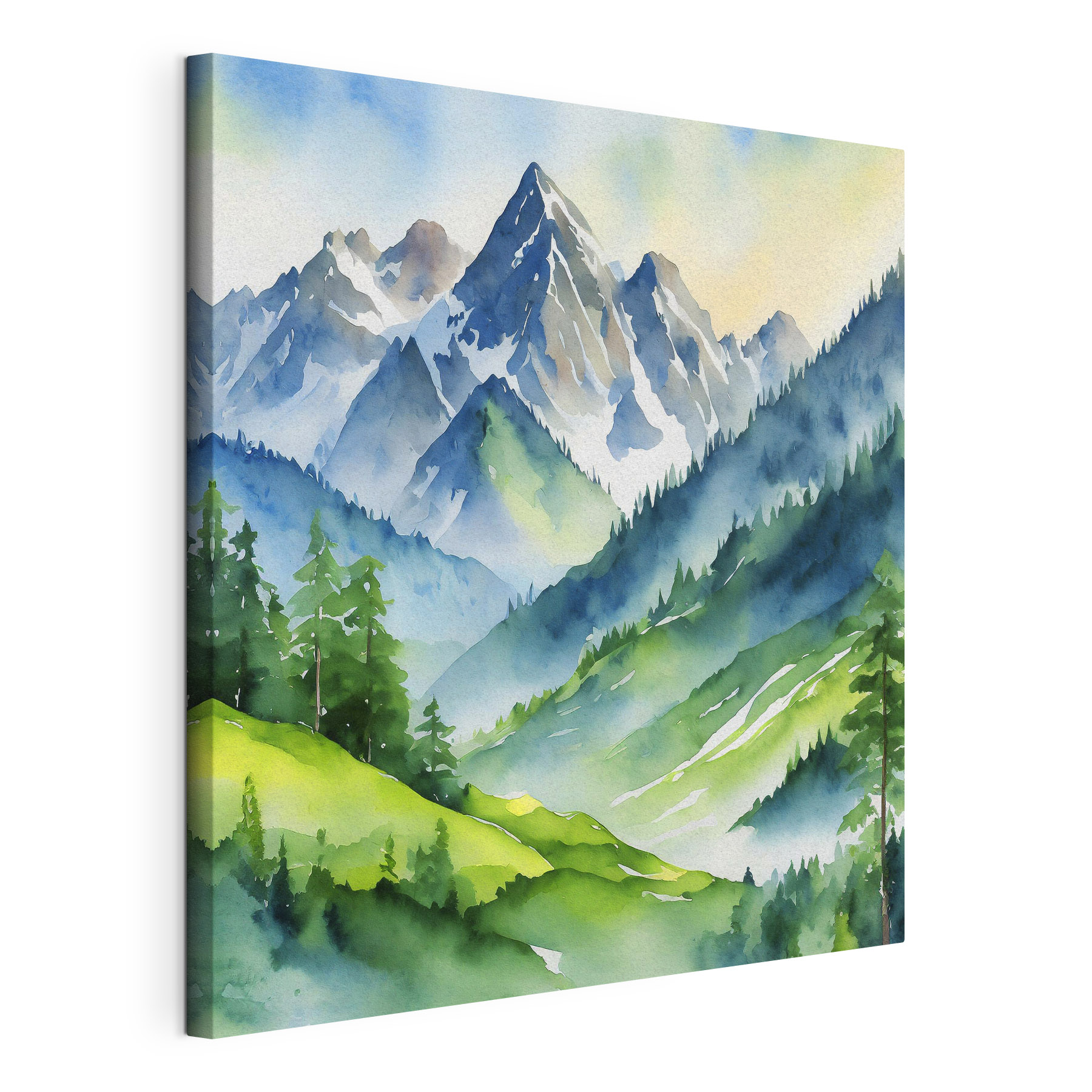 Watercolor painting of mountains and trees Watercolor painting of mountains and trees