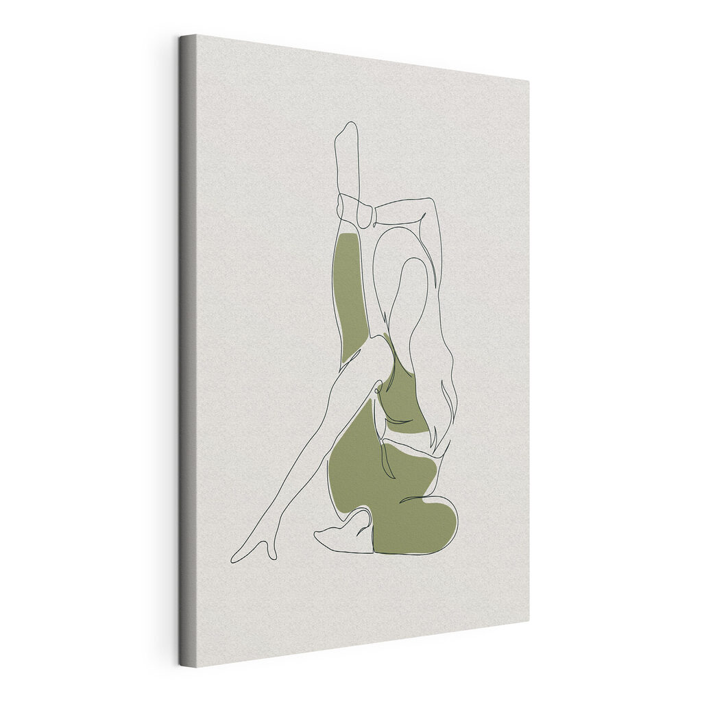 A drawing of a woman stretching