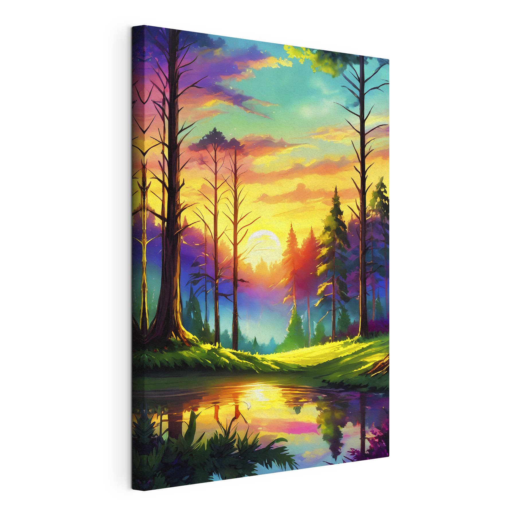 A sunset over a forest