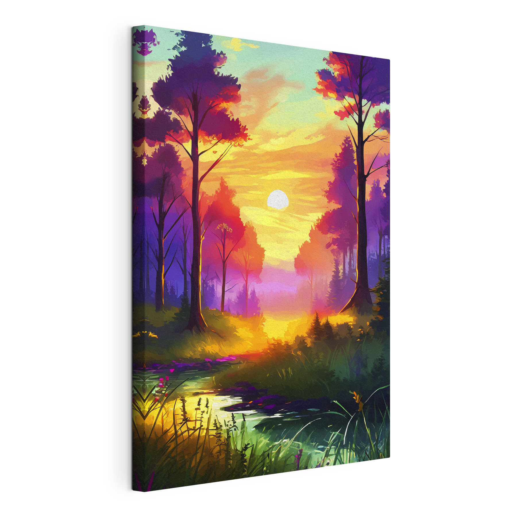 A sunset in a forest