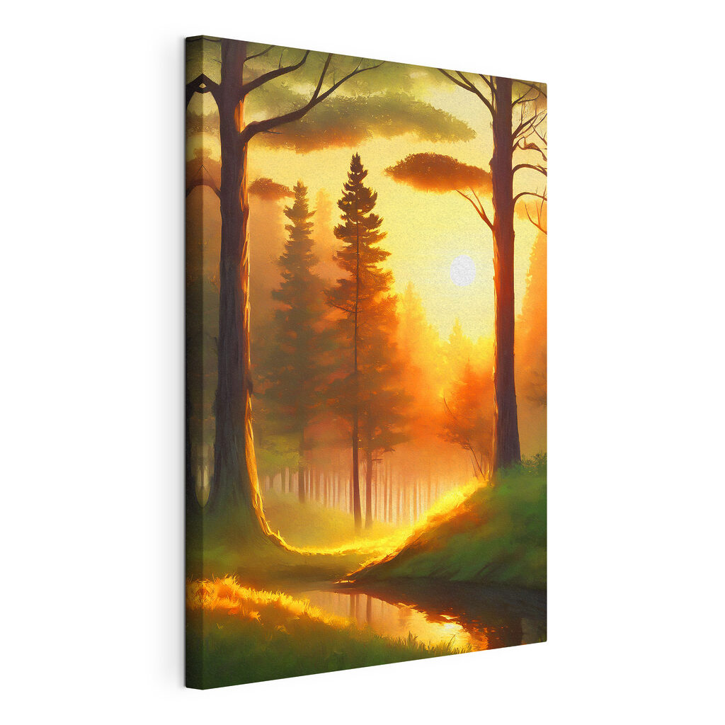 Serene sunset in a tranquil forest