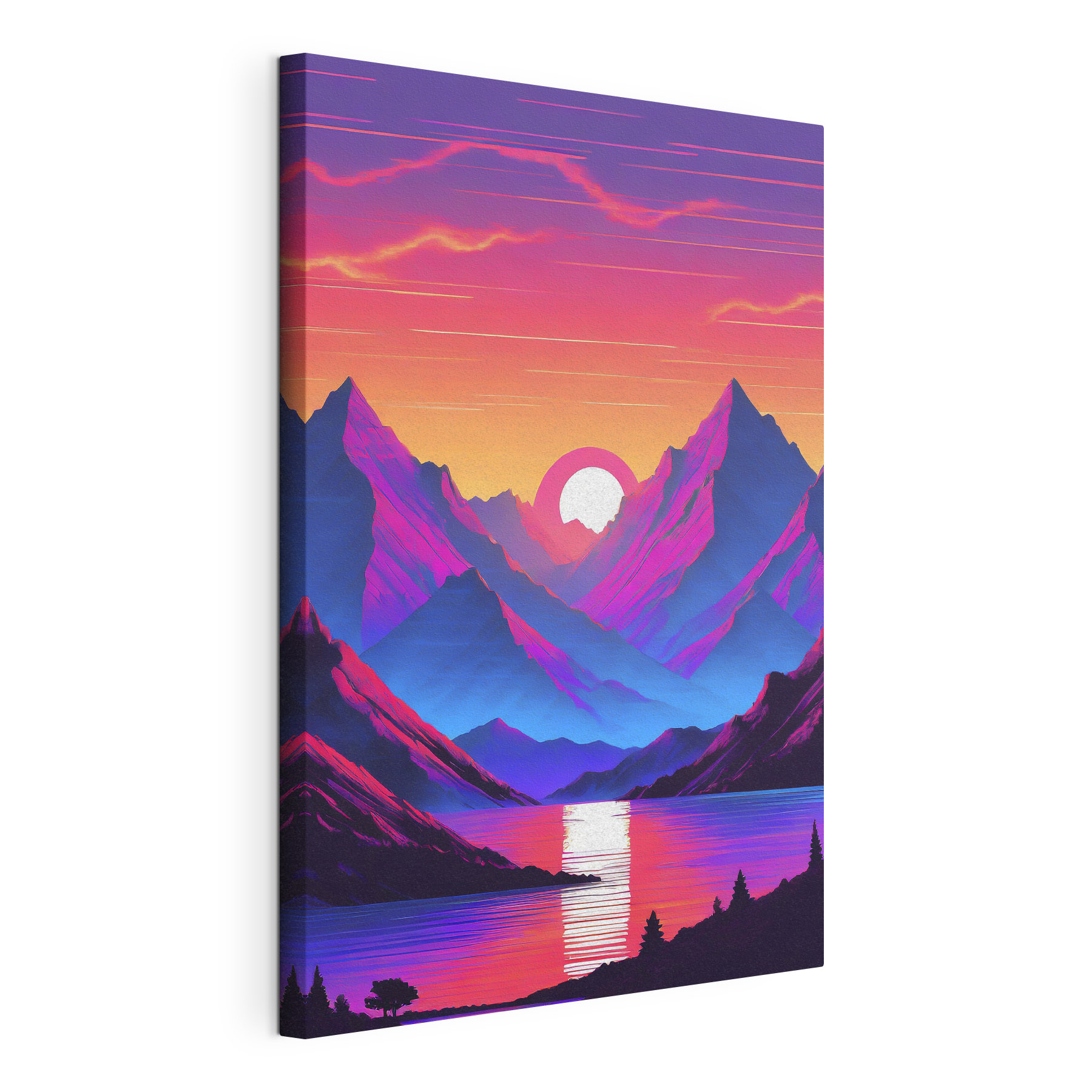 A mountain range with a sunset