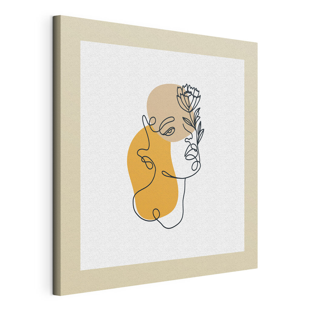 A drawing of a woman's face with a flower A drawing of a woman's face with a flower