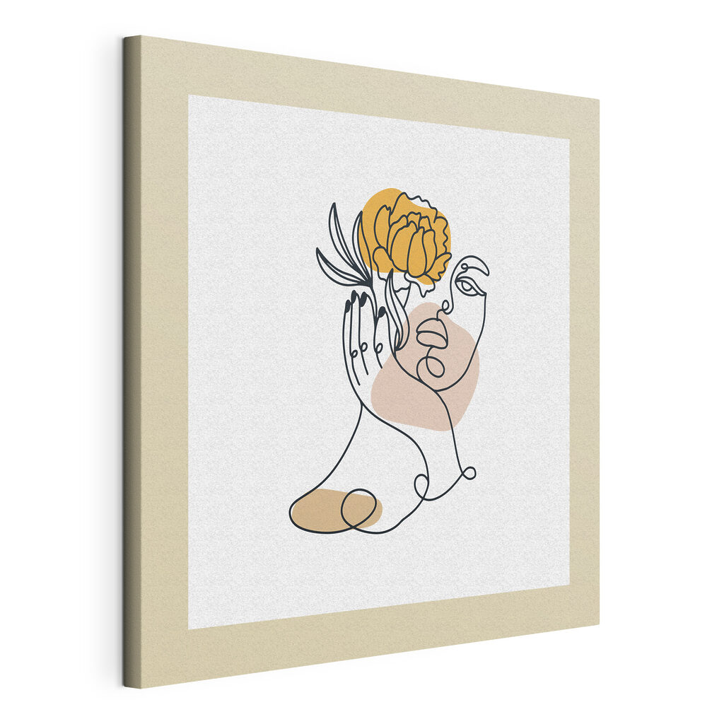 A drawing of a woman holding a flower A drawing of a woman holding a flower