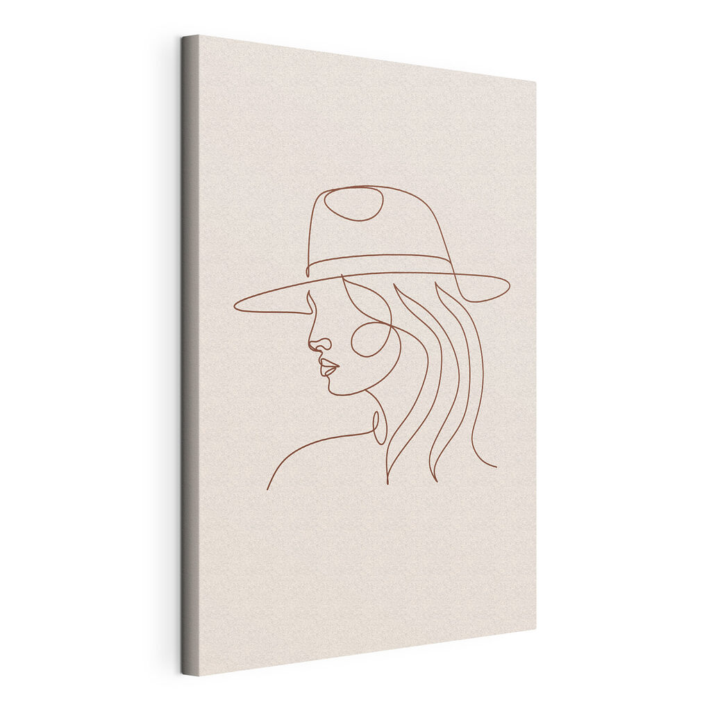 A drawing of a woman wearing a hat A drawing of a woman wearing a hat