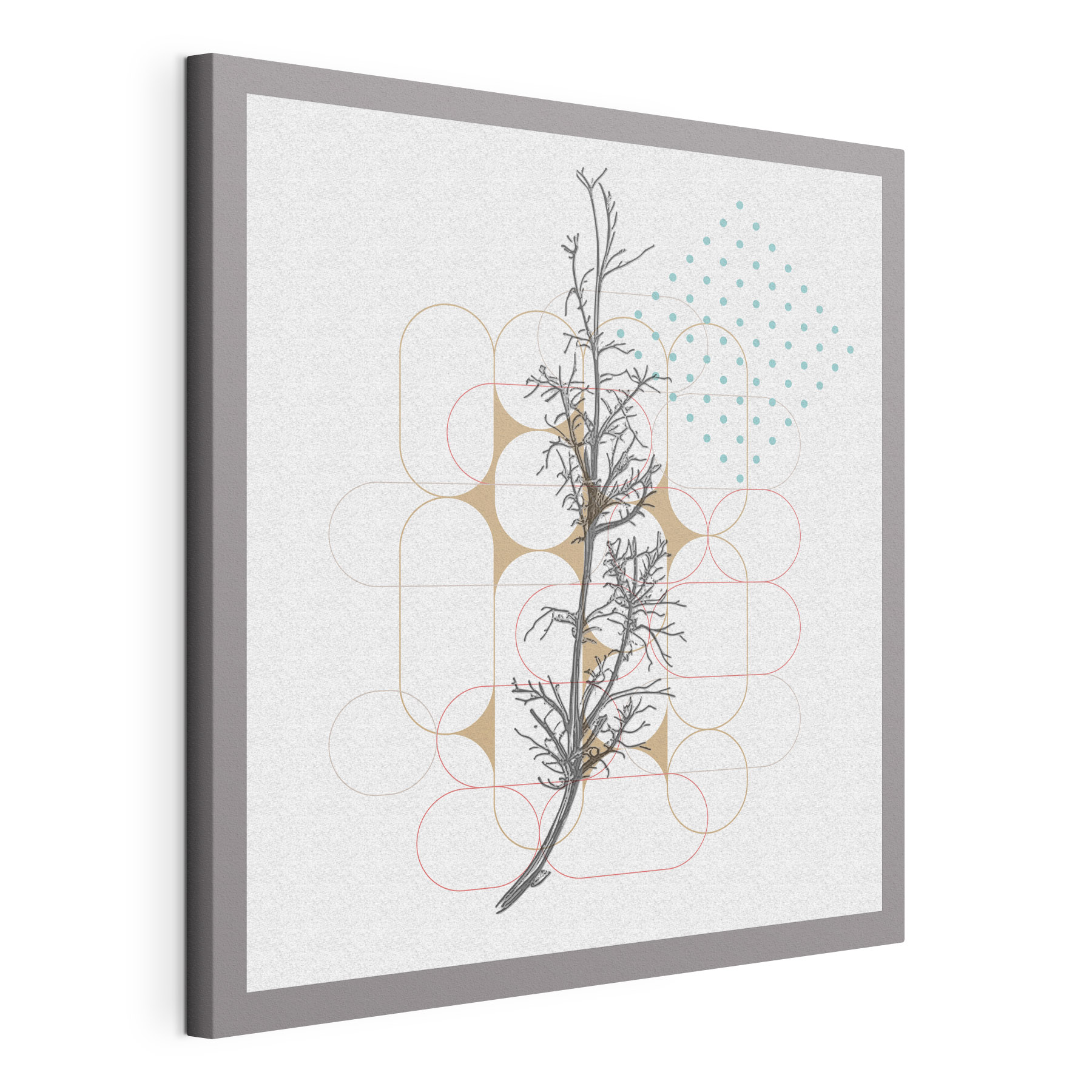 A drawing of a branch with leaves