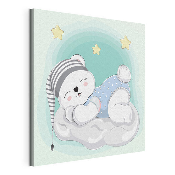 Una ilustración de un osezno durmiendo sobre una nube Cuadros Una ilustración de un osezno durmiendo sobre una nube