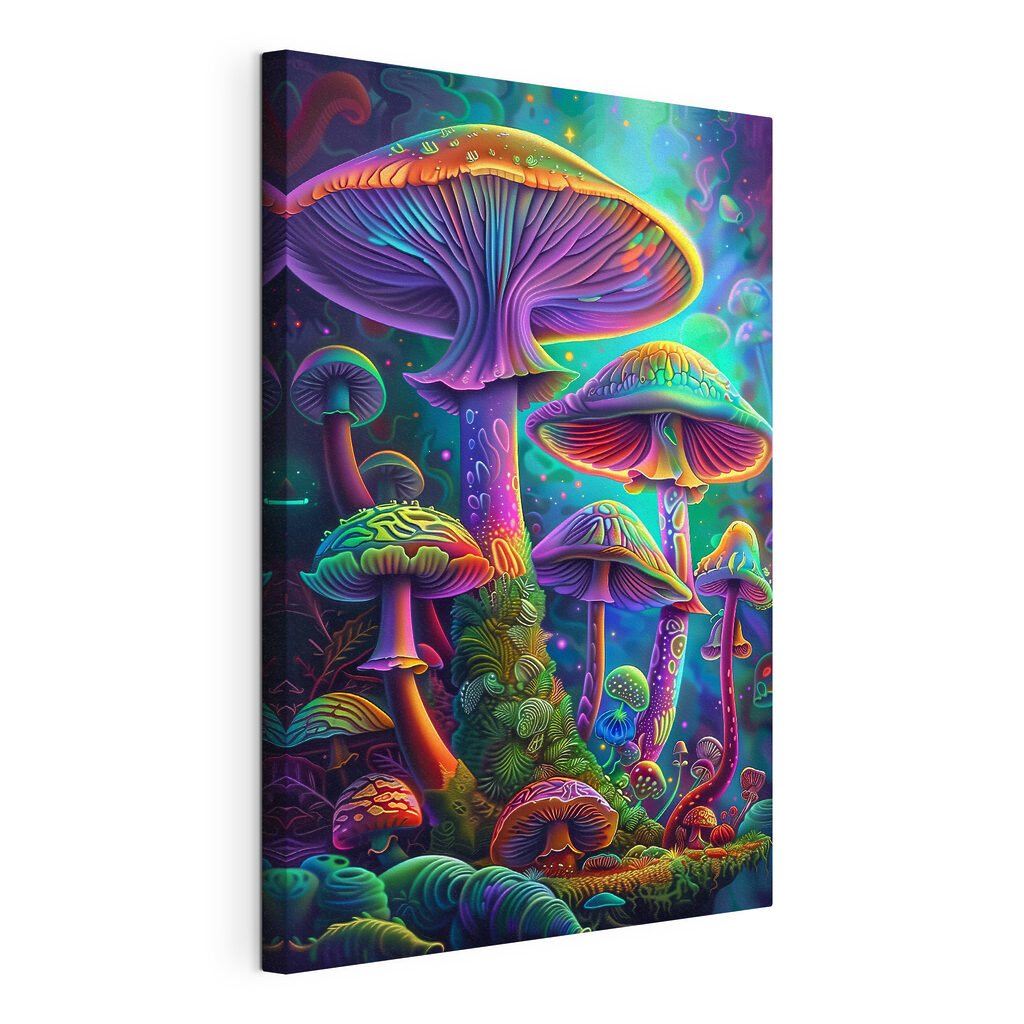 A group of colorful mushrooms A group of colorful mushrooms