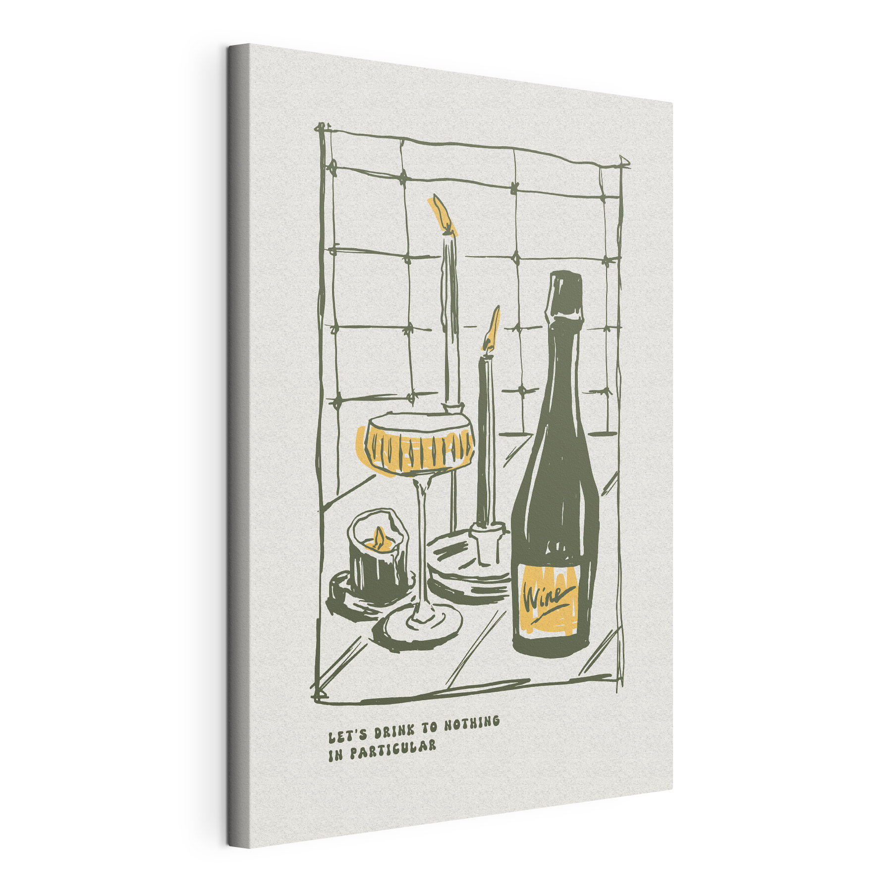 A drawing of a wine bottle and glasses A drawing of a wine bottle and glasses