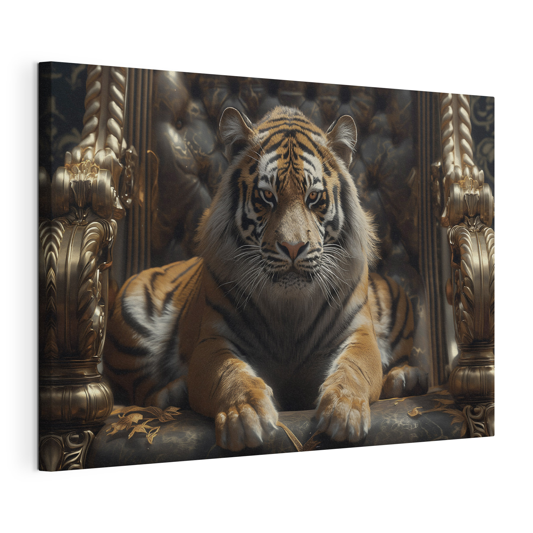 A tiger lying on a chair A tiger lying on a chair