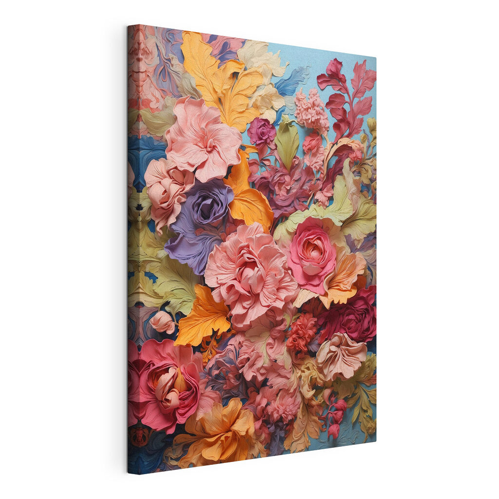 A group of flowers on a blue surface A group of flowers on a blue surface