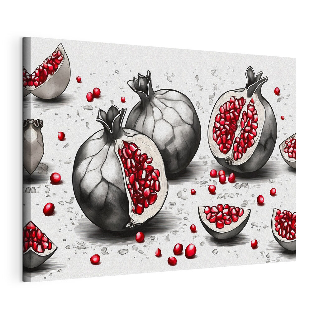 A pomegranate cut in half