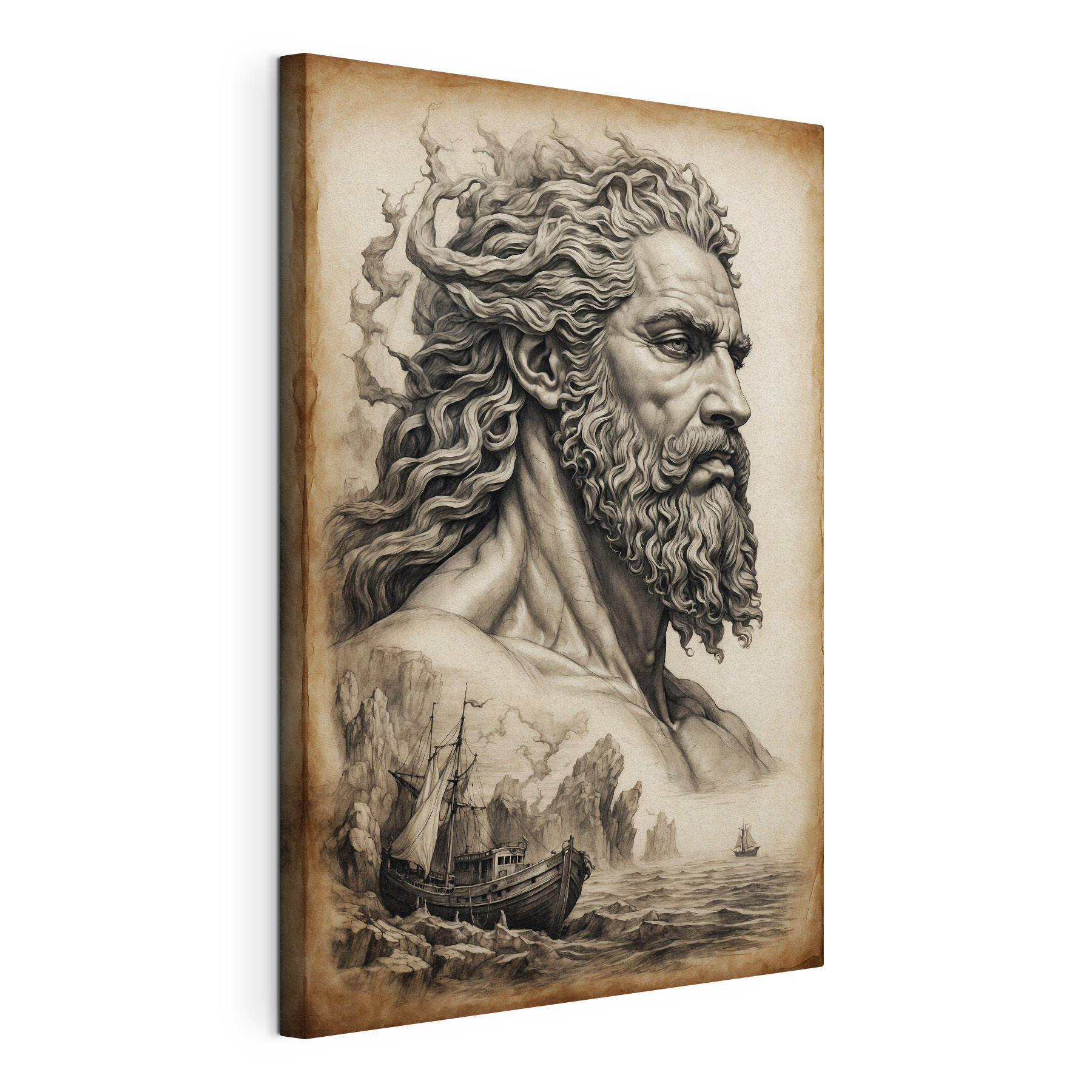 A drawing of a man with a beard