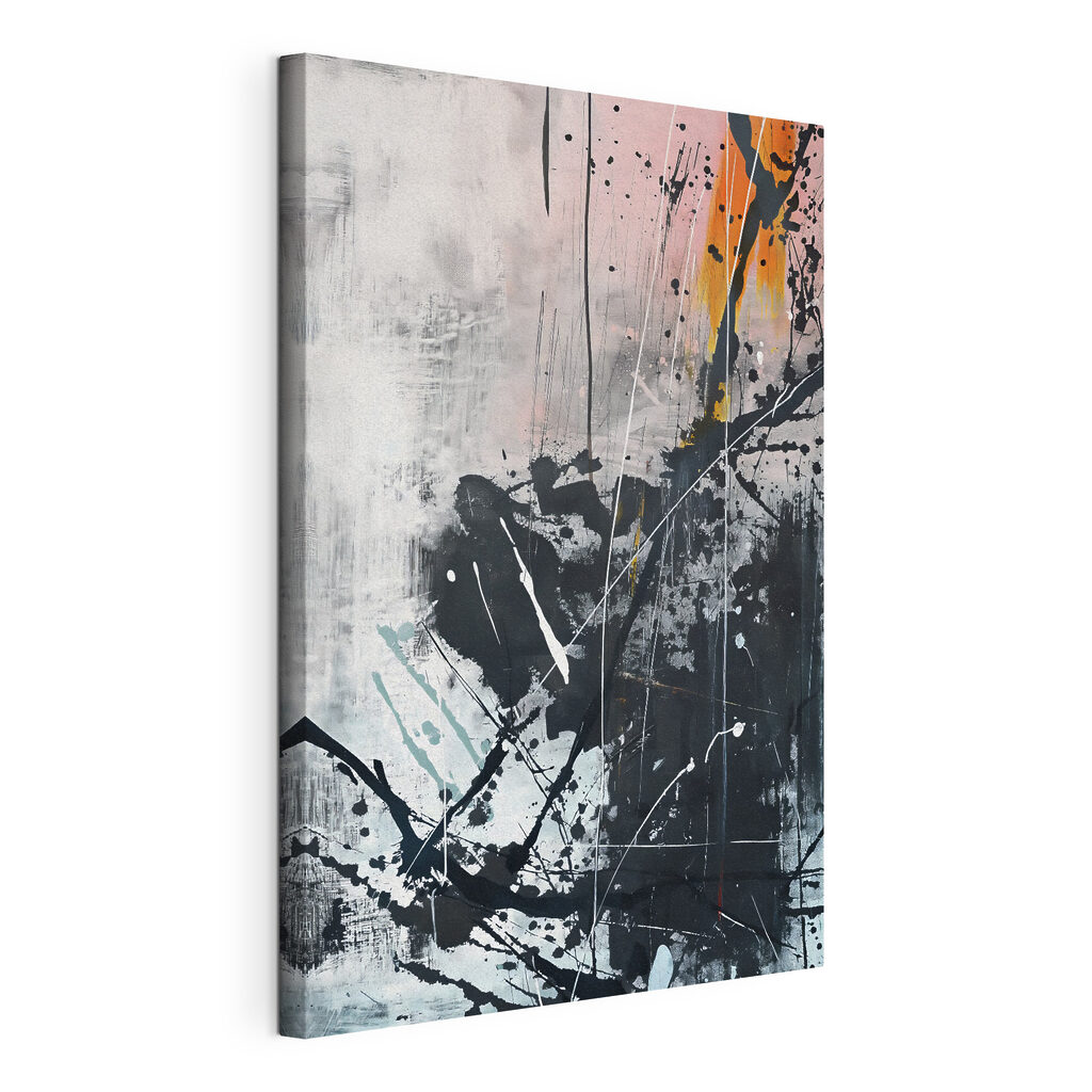 A painting of black and white paint A painting of black and white paint