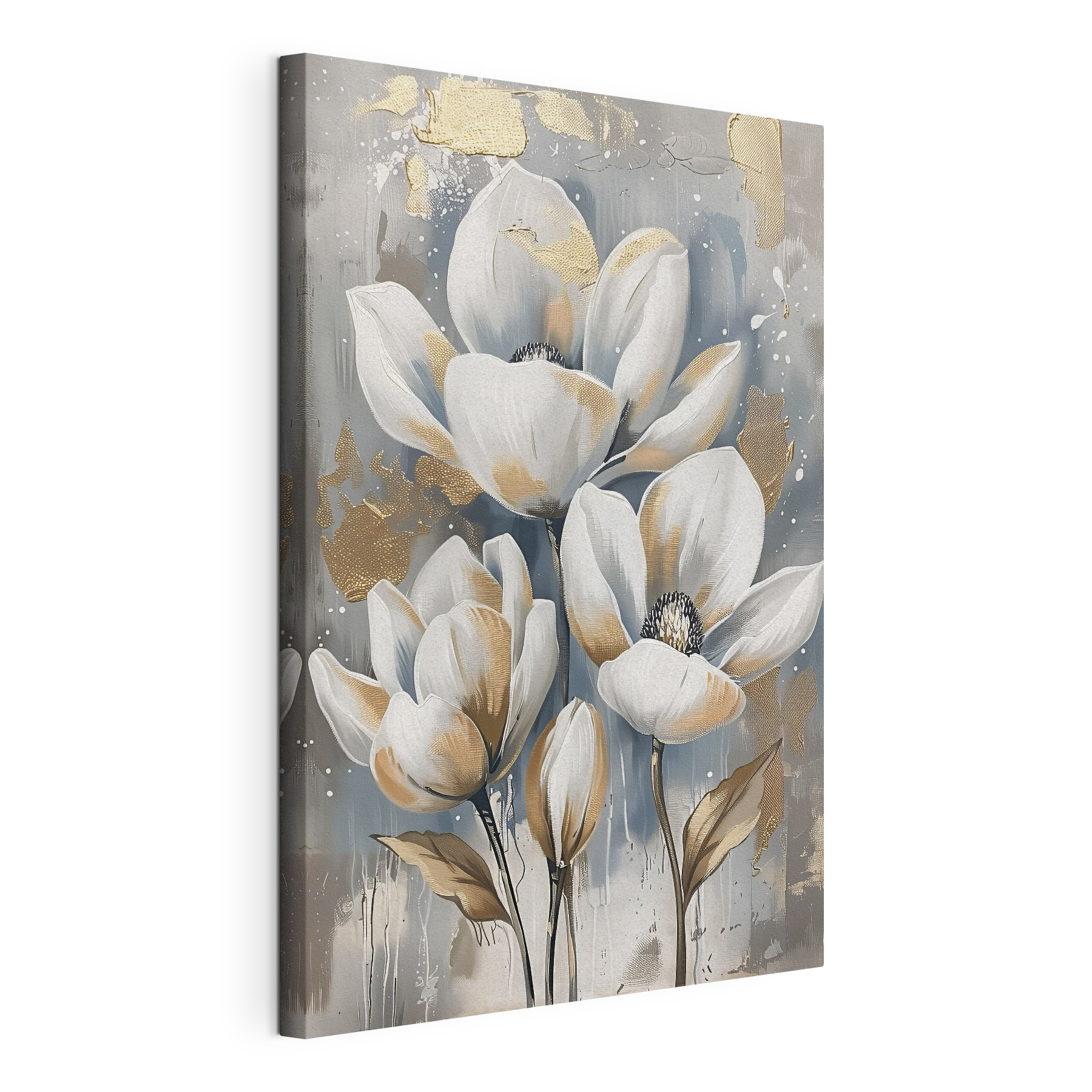 A painting of white flowers A painting of white flowers