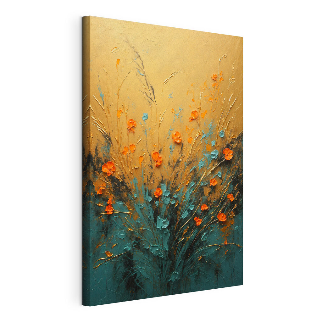 A painting of flowers on a wall