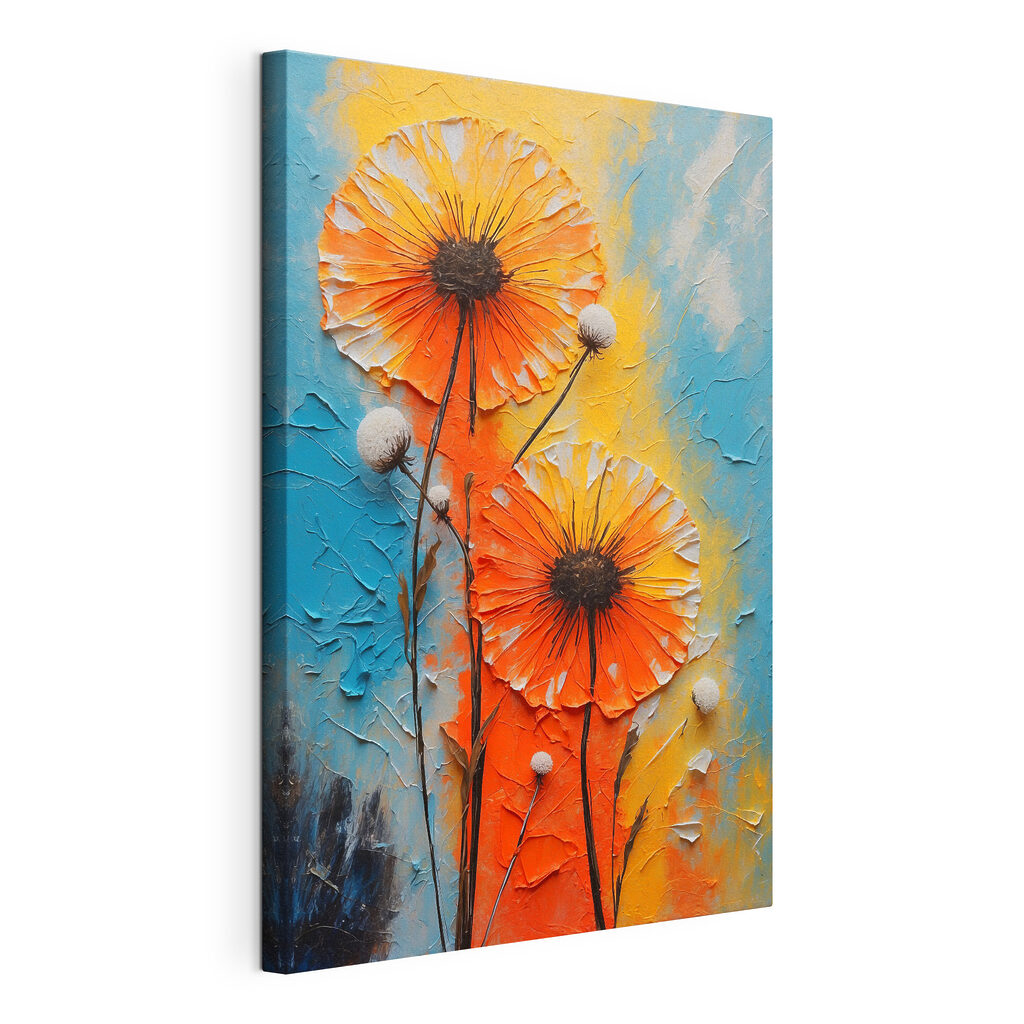 A painting of flowers on a wall A painting of flowers on a wall