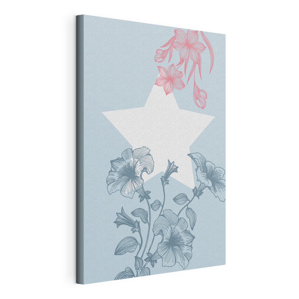 A white star with pink flowers