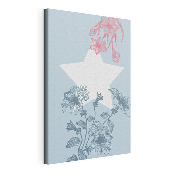 Cuadros Una estrella blanca con flores rosas (SKU: s38215) Cuadros Cuadros Una estrella blanca con flores rosas (SKU: s38215)