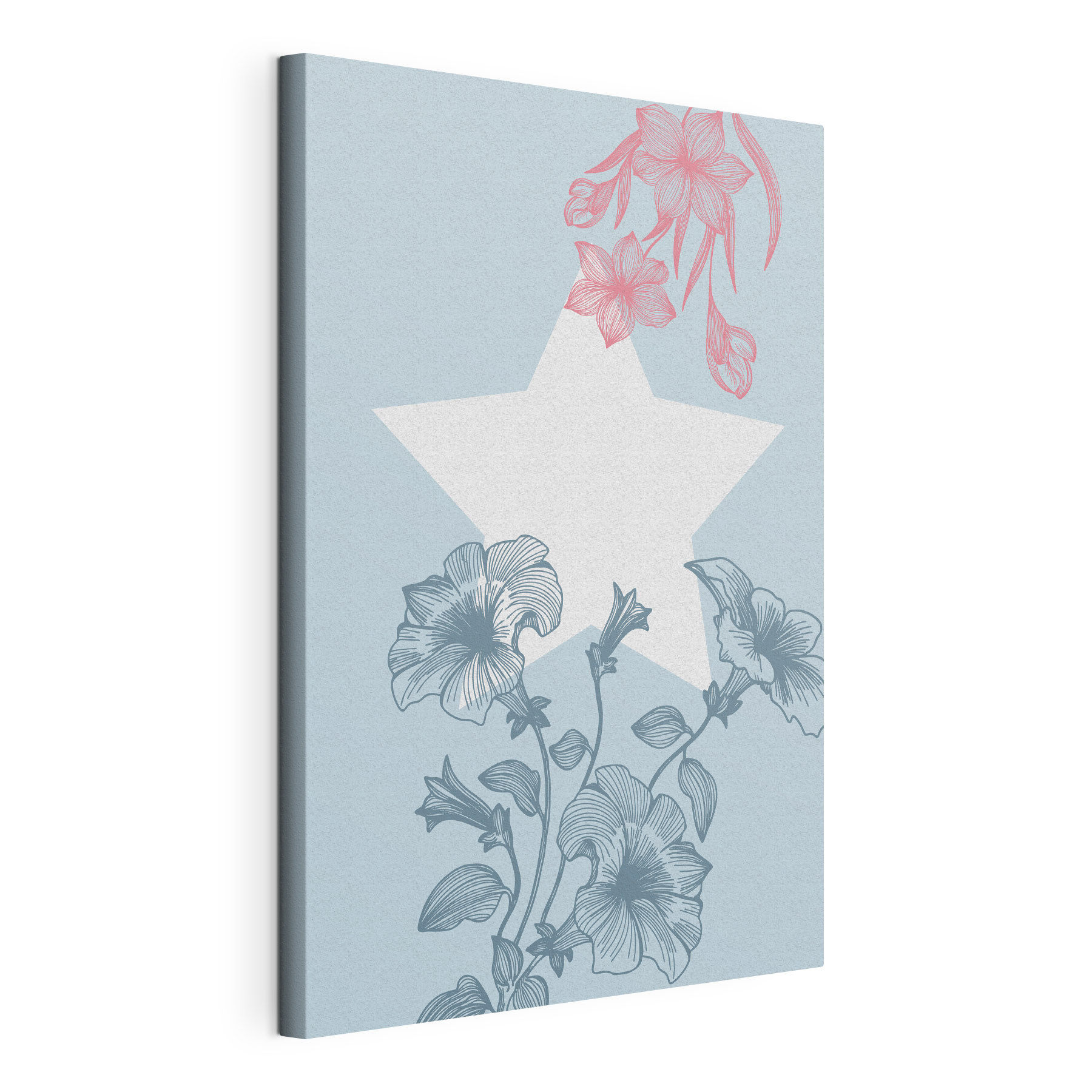 A white star with pink flowers